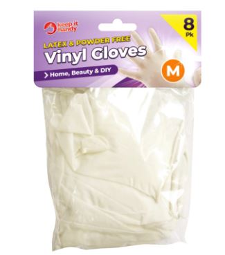 8pk Vinyl Gloves M 8pk Vinyl Gloves M
